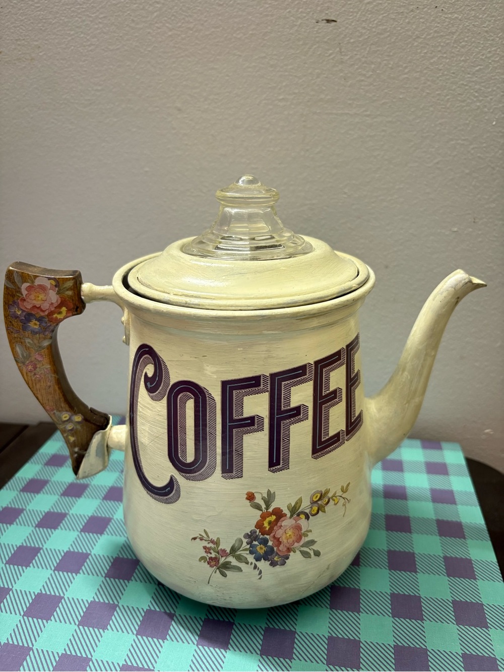 Vintage-Style Cream Coffee Pot